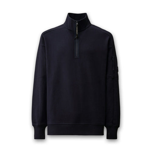C.P. Company - Diagonal Raised Fleece Half Zip in Total Eclipse - Nigel Clare