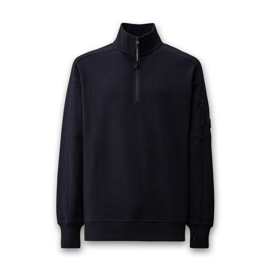 C.P. Company - Diagonal Raised Fleece Half Zip in Total Eclipse - Nigel Clare