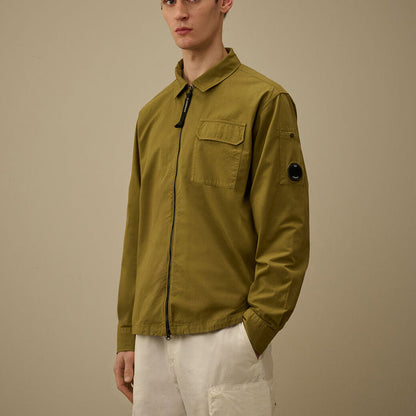 C.P. Company - Gabardine Zipped Lens Overshirt in Dried Herb - Nigel Clare