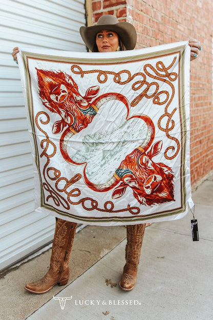 Cream Buffalo Rodeo Printed Wild Rag