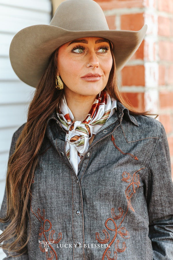 Cream Buffalo Rodeo Printed Wild Rag