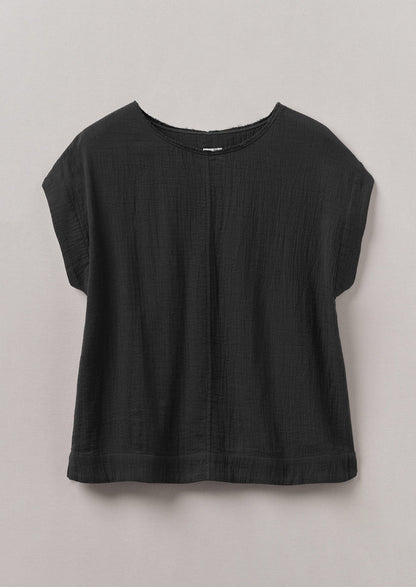 Crinkle Cotton Gauze Top | Black Pepper