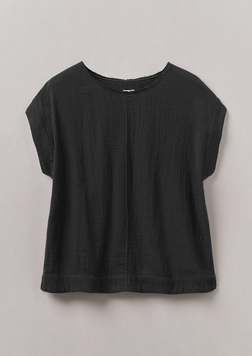 Crinkle Cotton Gauze Top | Black Pepper