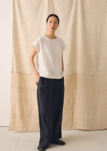 Crinkle Cotton Gauze Top | Oat