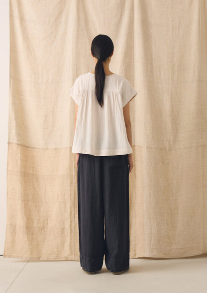 Crinkle Cotton Gauze Top | Oat
