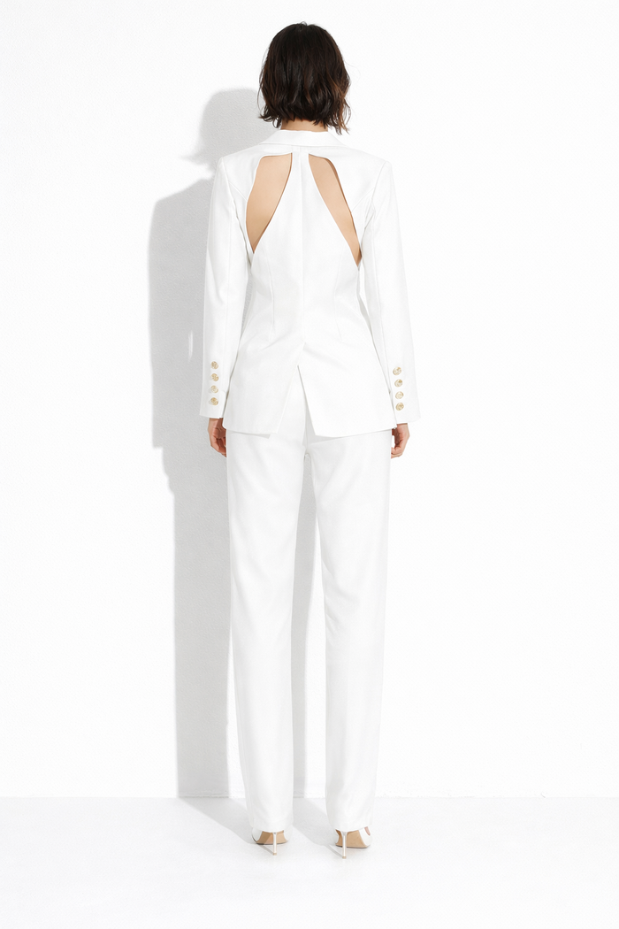 cut-out tailored blazer with straight-leg pants set – NOIRE