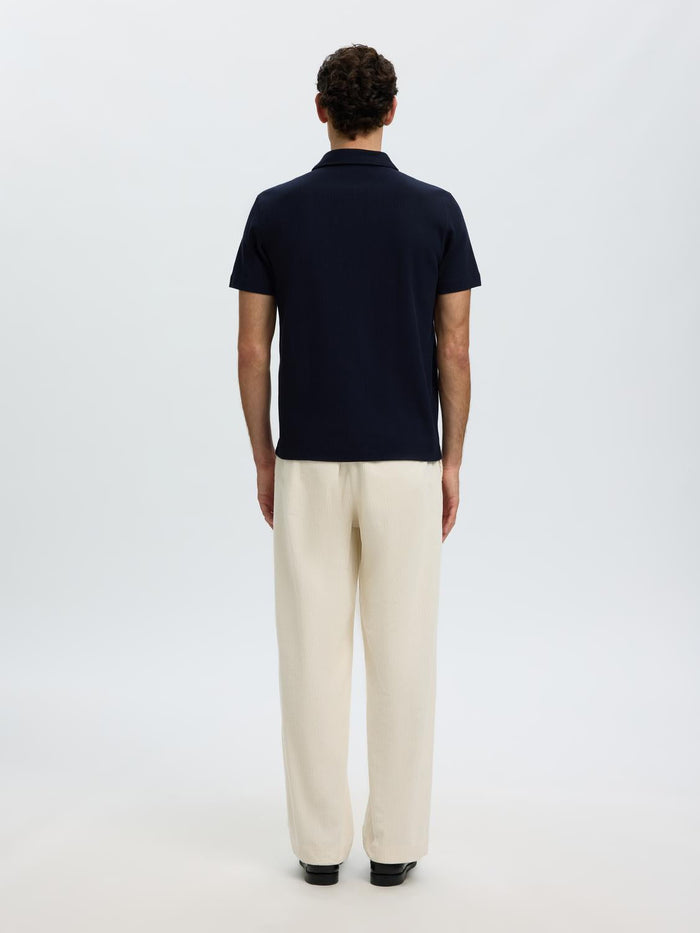 Dark Blue Ribbed Polo
