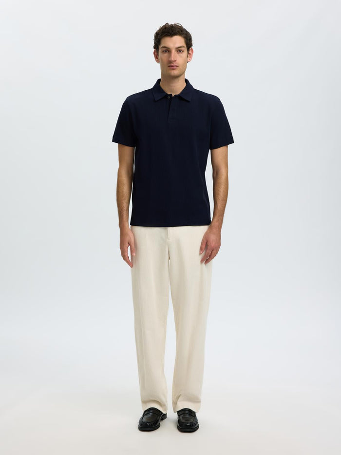 Dark Blue Ribbed Polo