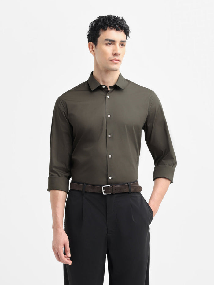 Dark Brown Regular Fit Shirt