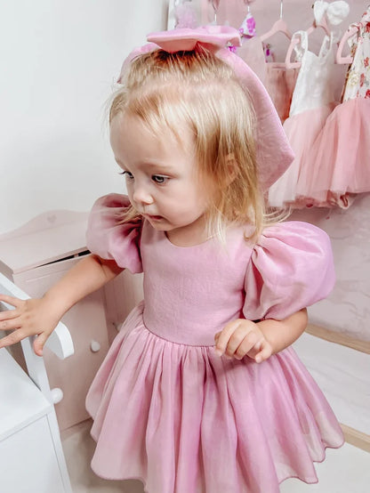 Delia Dusty Pink Baby Dress - Flower Girl Dress - A Little Lacey