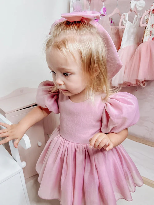 Delia Dusty Pink Baby Dress - Flower Girl Dress - A Little Lacey