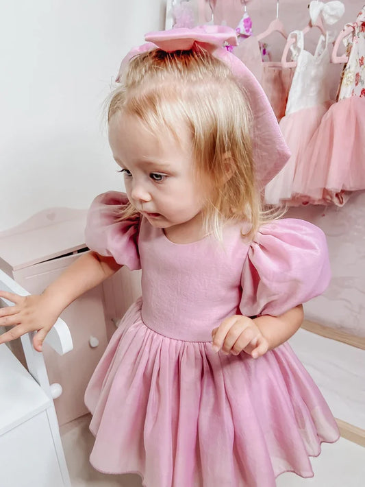 Delia Dusty Pink Baby Dress - Flower Girl Dress - A Little Lacey