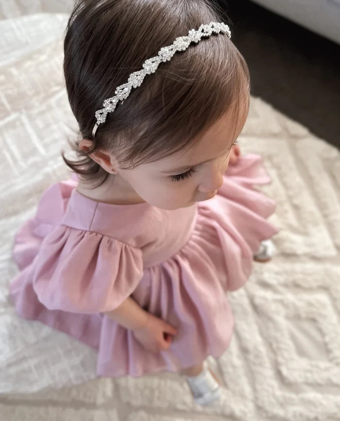 Delia Dusty Pink Baby Dress - Flower Girl Dress - A Little Lacey