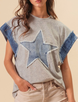 Denim Star Top - SexyModest Boutique