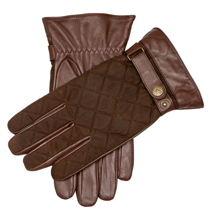 DENTS BRUTON Men's Water-Resistant Lined Leather Gloves with Waxed Cotton Quilting