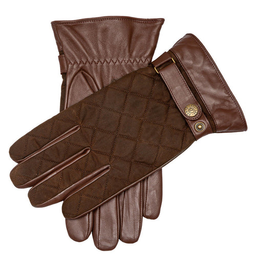 DENTS BRUTON Men's Water-Resistant Lined Leather Gloves with Waxed Cotton Quilting