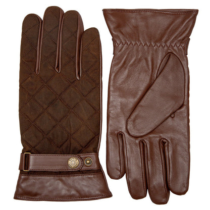 DENTS BRUTON Men's Water-Resistant Lined Leather Gloves with Waxed Cotton Quilting