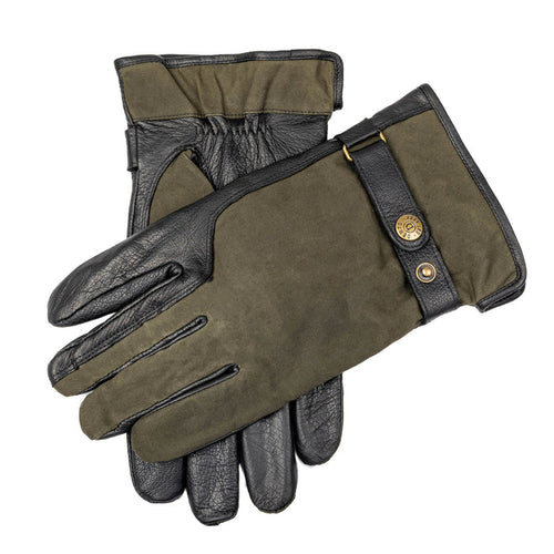 DENTS Crewkerne Men's Water-Resistant Thinsulate-Lined Imitation Deerskin Leather Gloves with Waxed Cotton