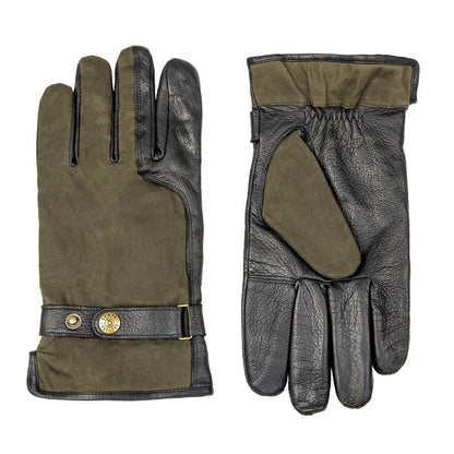 DENTS Crewkerne Men's Water-Resistant Thinsulate-Lined Imitation Deerskin Leather Gloves with Waxed Cotton