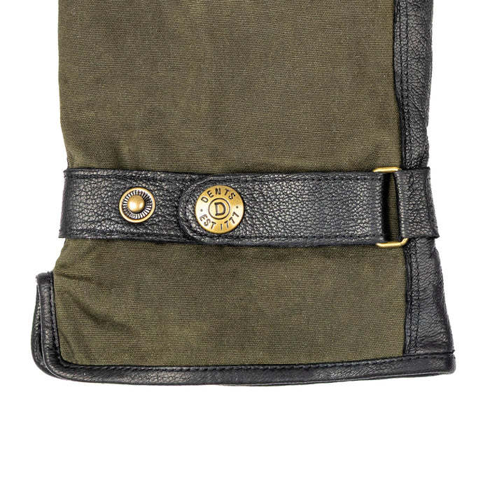 DENTS Crewkerne Men's Water-Resistant Thinsulate-Lined Imitation Deerskin Leather Gloves with Waxed Cotton