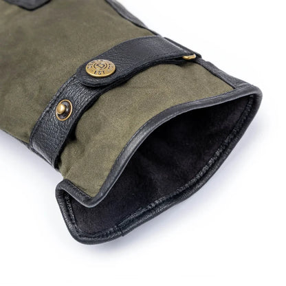 DENTS Crewkerne Men's Water-Resistant Thinsulate-Lined Imitation Deerskin Leather Gloves with Waxed Cotton