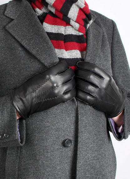 DENTS DILTON- Men's Three-Point Lined Leather Gloves