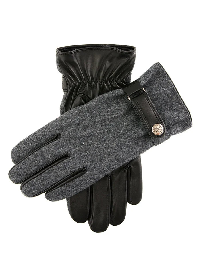 DENTS GUILDFORD - Men's Three-Point Fleece-Lined Flannel and Leather Gloves