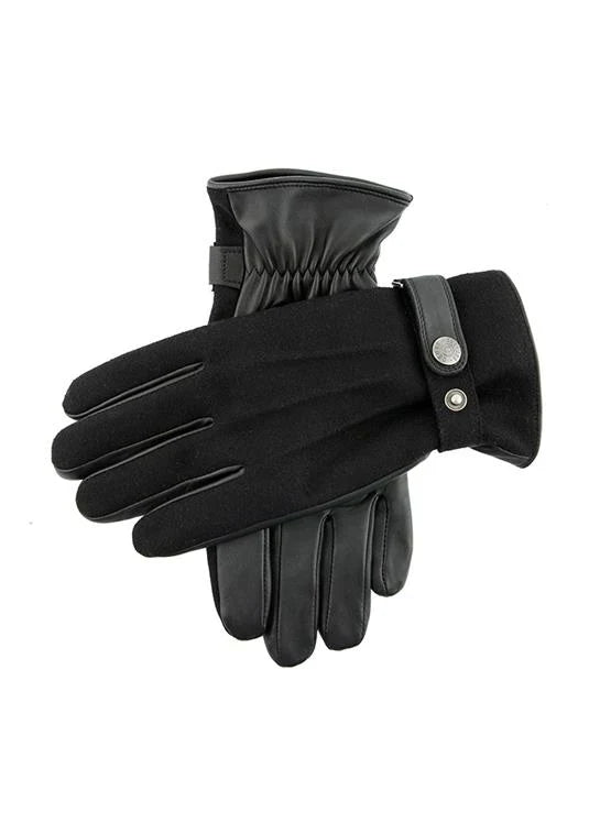 DENTS GUILDFORD - Men's Three-Point Fleece-Lined Flannel and Leather Gloves