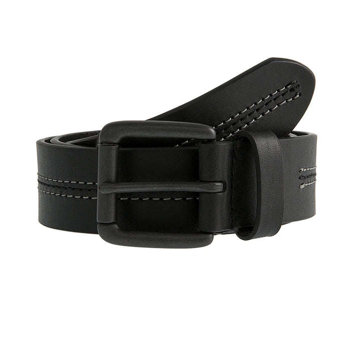 DENTS Lined Full-Grain Leather Belt with Gunmetal Buckle and Stitch Detail