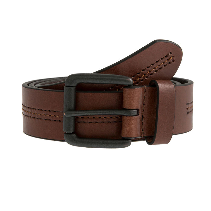 DENTS Lined Full-Grain Leather Belt with Gunmetal Buckle and Stitch Detail