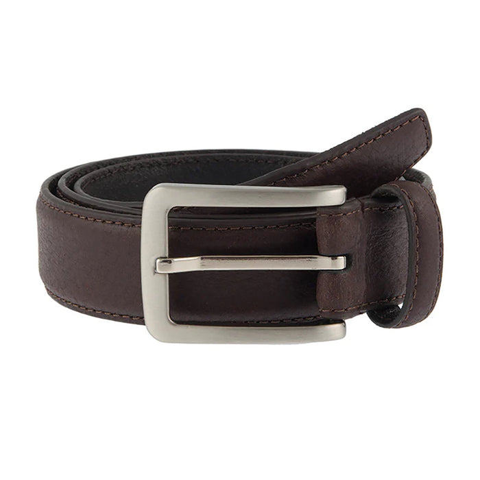 DENTS Lined Full-Grain Leather Belt with Satin Nickel Buckle and Pebble Finish