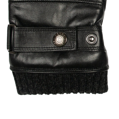DENTS Skipton Men's Water-Resistant Faux Fur-Lined Leather Gloves with Stitch Detail and Knitted Cuffs