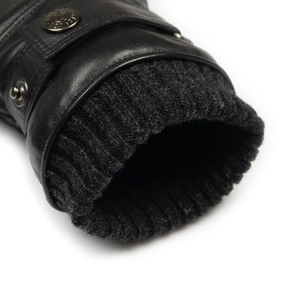 DENTS Skipton Men's Water-Resistant Faux Fur-Lined Leather Gloves with Stitch Detail and Knitted Cuffs