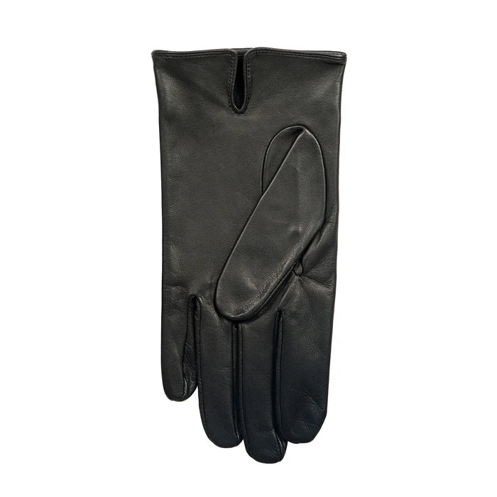 Black leather glove on a white background