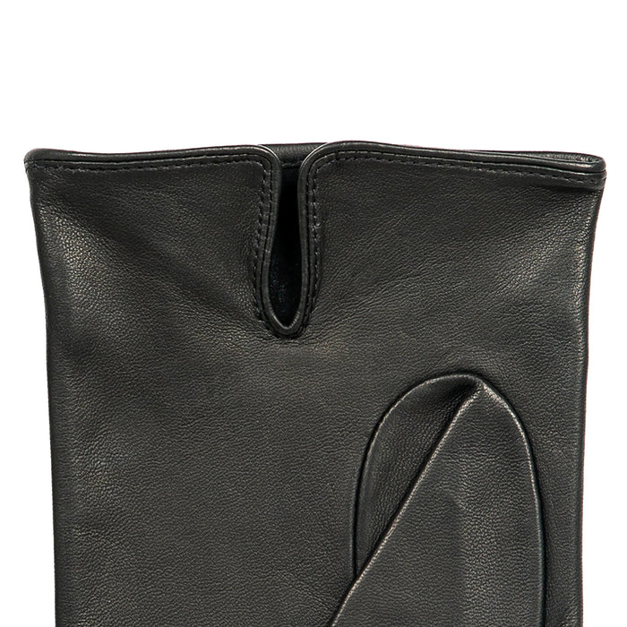 Black leather glove on a white background