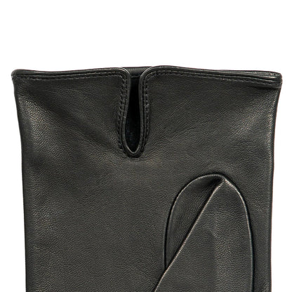 Black leather glove on a white background