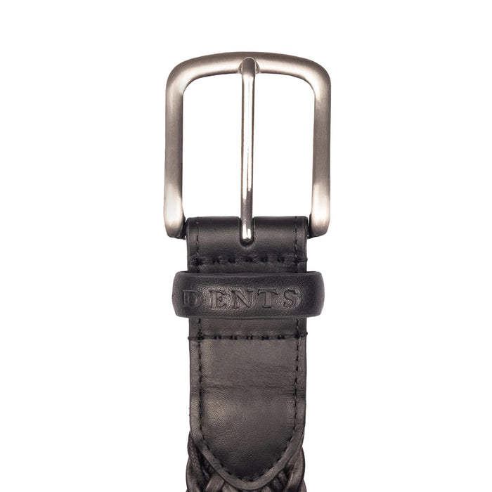 DENTS Woven Leather and Cotton Belt with Satin Nickel Buckle