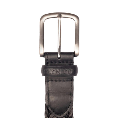 DENTS Woven Leather and Cotton Belt with Satin Nickel Buckle