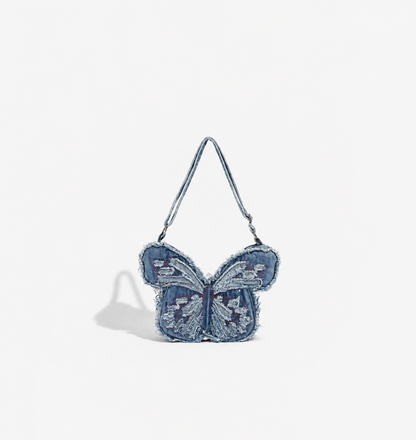 Distressed Denim Butterfly Bag - Y2K