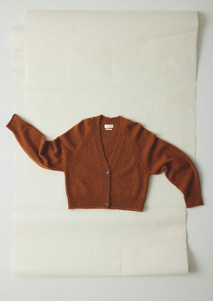 Donegal Wool V Neck Cardigan | Cinnamon