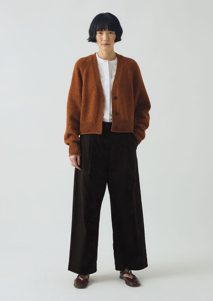 Donegal Wool V Neck Cardigan | Cinnamon