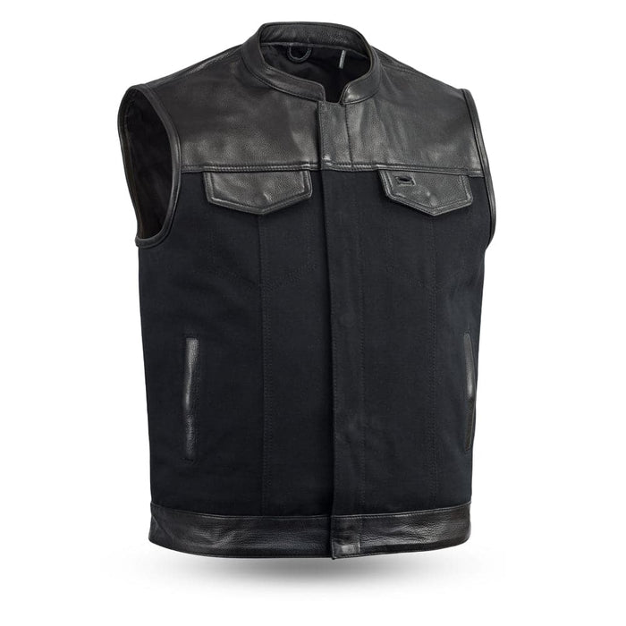 Eagle Leather Half Leather Half Canvas Vest: The Lowrider offers both function and comfort built of our ever popular 49/51 cl