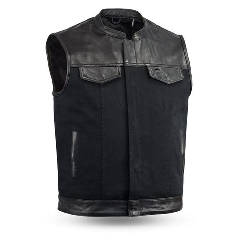 Eagle Leather Half Leather Half Canvas Vest: The Lowrider offers both function and comfort built of our ever popular 49/51 cl