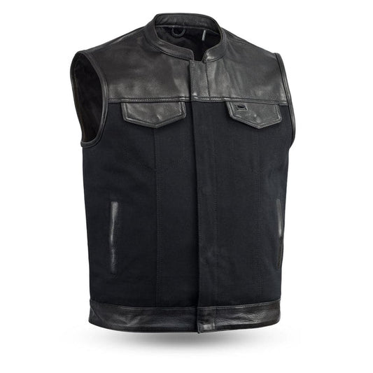 Eagle Leather Half Leather Half Canvas Vest: The Lowrider offers both function and comfort built of our ever popular 49/51 cl