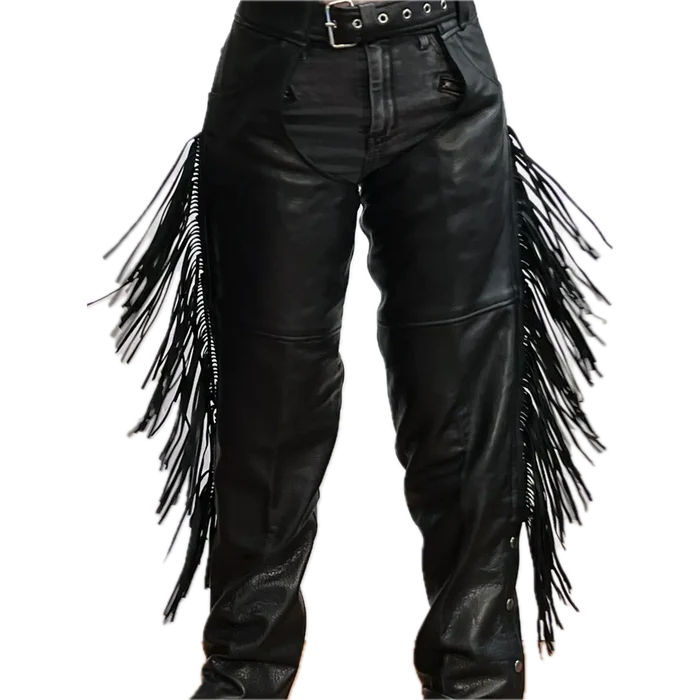 Eagle Premium Rally Leather Chaps with Fringe