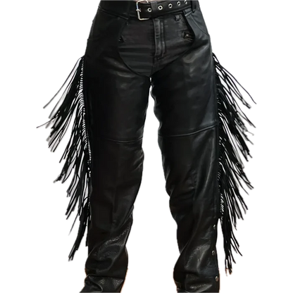 Eagle Premium Rally Leather Chaps with Fringe