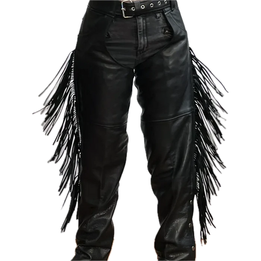 Eagle Premium Rally Leather Chaps with Fringe