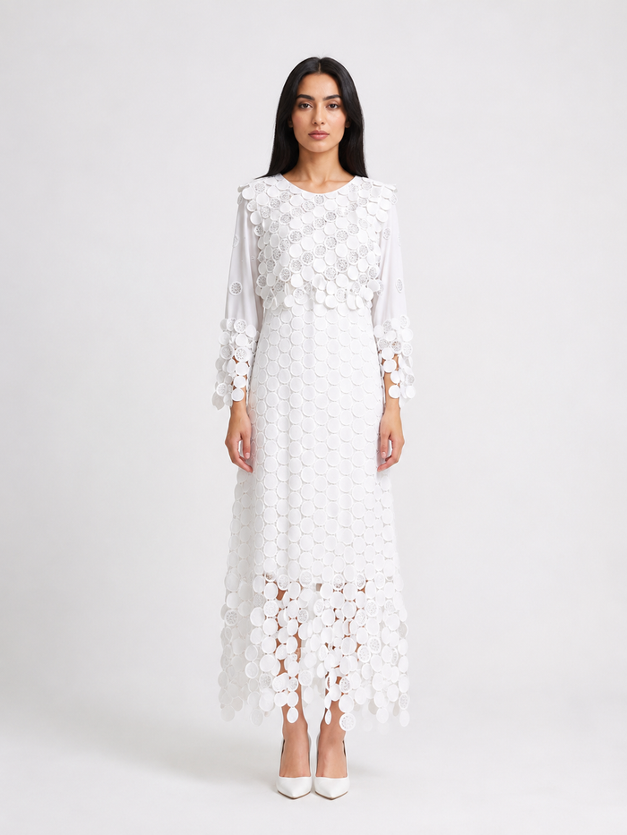 Elegant Circle Lace Midi Dress - Grace