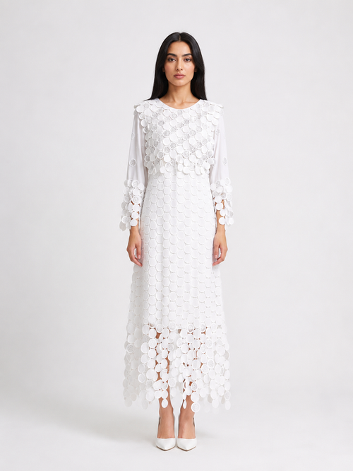Elegant Circle Lace Midi Dress - Grace