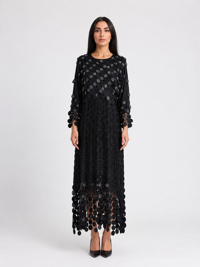 Elegant Circle Lace Midi Dress - Grace